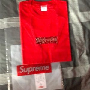 Supreme Swarovski red tee